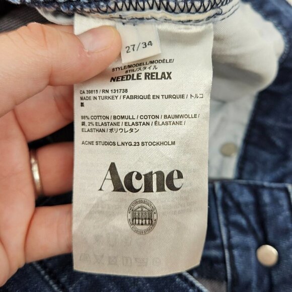 Acne Studios Needle Relax Skinny Jeans Dark Wash Women's 27 High Waisted Stretch - Picture 4 of 8